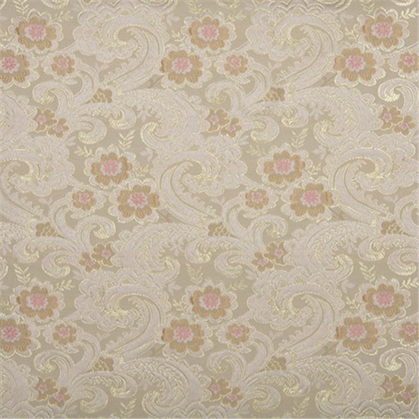 Designer Fabrics 54 in. Wide Gold- Pink And White- Paisley Floral Brocade Upholstery Fabric E390 - main